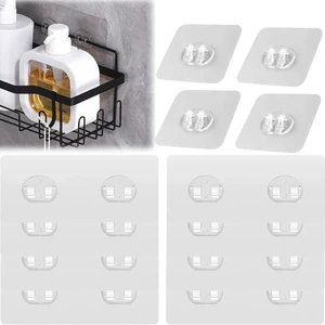 Clear Strong Adhesive Shower Caddy Hooks No Drill Waterproof Wall Mount Organizers for Bathroom Kitchen Shelf Soap Spice Rack Clear Strong Adhesive Shower Caddy Hooks No Drill Waterproof Wall Mount Organizers for Bathroom Kitchen Shelf Soap Spice Rack