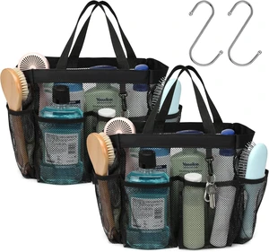 Portable Mesh Shower Caddy with S-Hooks - Ideal for Dorms and Camping Portable Mesh Shower Caddy with S-Hooks - Ideal for Dorms and Camping