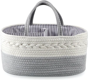 Ideal Shower Gift, Travel Baby Diaper Basket for Newborns & Infants, Portable Cotton Rope Diaper Caddy Organizer Ideal Shower Gift, Travel Baby Diaper Basket for Newborns & Infants, Portable Cotton Rope Diaper Caddy Organizer