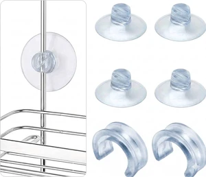 Easy to Attach, Bathroom Rack Holder Kit, Transparent Heavy-Duty Suction Cup Shower Caddy Connectors Easy to Attach, Bathroom Rack Holder Kit, Transparent Heavy-Duty Suction Cup Shower Caddy Connectors
