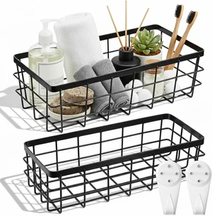 Bathroom Shower Caddy, Kitchen Spice Rack & Cabinet Organizer, Wall Mount Storage Shelves, Rectangular Metal Wire Hanging Baskets Bathroom Shower Caddy, Kitchen Spice Rack & Cabinet Organizer, Wall Mount Storage Shelves, Rectangular Metal Wire Hanging Baskets