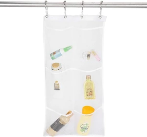 Hanging Mesh Shower Caddy with Multiple Pockets for Portable Bathroom Storage Hanging Mesh Shower Caddy with Multiple Pockets for Portable Bathroom Storage