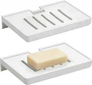 No Drill Plastic Bathroom Kitchen Soap Shelf, Self-Draining Rustproof Acrylic Soap Rack & Caddy, SUOXING 2 Pack Adhesive Bar Soap Holder for Shower Wall No Drill Plastic Bathroom Kitchen Soap Shelf, Self-Draining Rustproof Acrylic Soap Rack & Caddy, SUOXING 2 Pack Adhesive Bar Soap Holder for Shower Wall