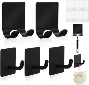 Damage-Free Bathroom Storage, Robes & Stockings, Removable Metal Wall Mount for Towels, Adhesive Shower Razor Organizer with 3 Hooks Damage-Free Bathroom Storage, Robes & Stockings, Removable Metal Wall Mount for Towels, Adhesive Shower Razor Organizer with 3 Hooks