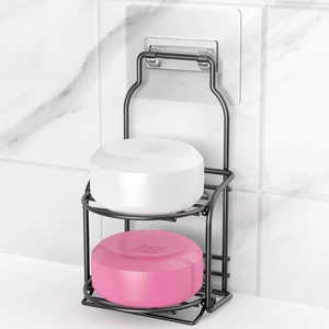 Adhesive Standalone Shampoo Bar Holder for Bathroom & Kitchen Storage, Double Layer Wall Mount Soap Dish with Drainage Adhesive Standalone Shampoo Bar Holder for Bathroom & Kitchen Storage, Double Layer Wall Mount Soap Dish with Drainage