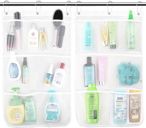 Fast Drying Bathroom Storage Organizer, Hanging Mesh Shower Basket with Multiple Pockets Fast Drying Bathroom Storage Organizer, Hanging Mesh Shower Basket with Multiple Pockets