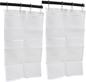 Door or Wardrobe Mountable, Quick-Dry Hanging Shower Caddy for Shampoo and Soap, 2-Pack Nylon Mesh Bathroom Toiletry Organizer with 6 Pockets & Hooks Door or Wardrobe Mountable, Quick-Dry Hanging Shower Caddy for Shampoo and Soap, 2-Pack Nylon Mesh Bathroom Toiletry Organizer with 6 Pockets & Hooks