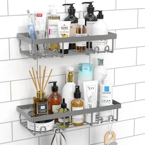 RV & Apartment Essentials, Farmhouse Style Organizer for Home, Black Wall Mounted Storage Basket Shelf, Adhesive Bathroom Shower Caddy Rack RV & Apartment Essentials, Farmhouse Style Organizer for Home, Black Wall Mounted Storage Basket Shelf, Adhesive Bathroom Shower Caddy Rack