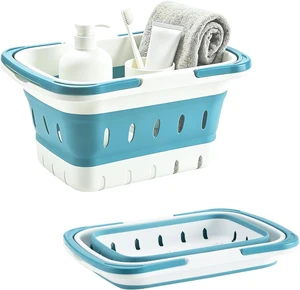 Camping & RV Use, Dorm, Bedroom, Perforated Bath Organizer for Travel, Collapsible Plastic Shower Caddy with Handle Camping & RV Use, Dorm, Bedroom, Perforated Bath Organizer for Travel, Collapsible Plastic Shower Caddy with Handle