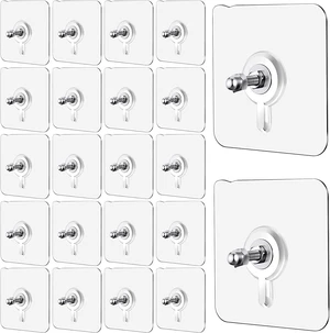 Strong Transparent Wall Hooks, No-Drill Waterproof Adhesive Mounting Pads for Bathroom Shelves & Racks Strong Transparent Wall Hooks, No-Drill Waterproof Adhesive Mounting Pads for Bathroom Shelves & Racks