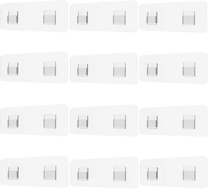 Transparent Bathroom Storage Organizer Stickers, Adhesive Shower Caddy Replacement Strips with Hooks Transparent Bathroom Storage Organizer Stickers, Adhesive Shower Caddy Replacement Strips with Hooks