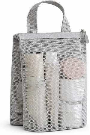 Zippered Mesh Shower Caddy with 3 Pockets Portable Bath Organizer Zippered Mesh Shower Caddy with 3 Pockets Portable Bath Organizer
