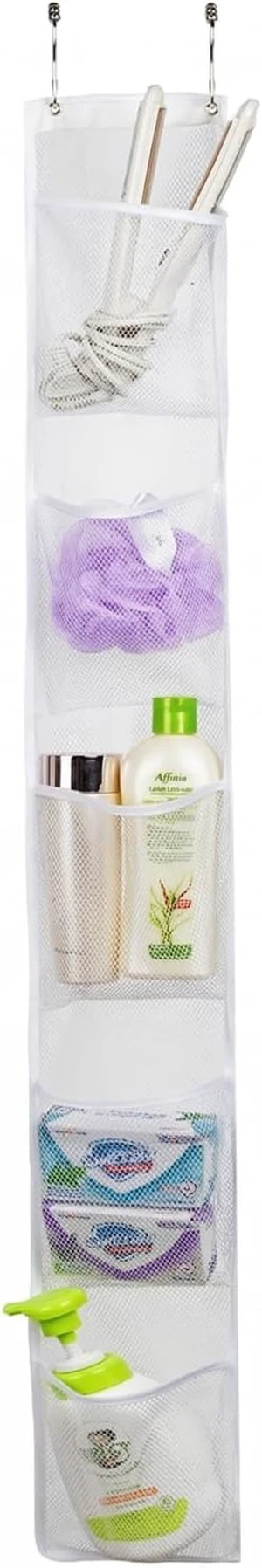 Mesh Hanging Shower Caddy with Storage Pockets for Bathroom Closet Pantry Organization Mesh Hanging Shower Caddy with Storage Pockets for Bathroom Closet Pantry Organization