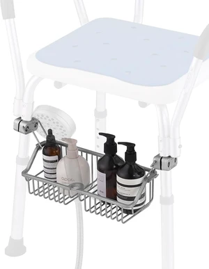 Shampoo Holder for Elderly & Disabled, Rustproof Hanging Organizer for Bath Bench, Stainless Steel Shower Chair Basket Shampoo Holder for Elderly & Disabled, Rustproof Hanging Organizer for Bath Bench, Stainless Steel Shower Chair Basket