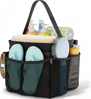 Mesh Shower Pouch with Corner Bath Organizer Set Mesh Shower Pouch with Corner Bath Organizer Set