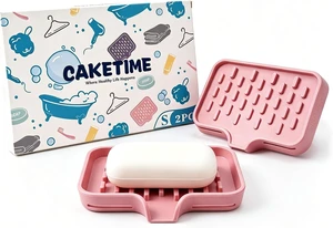 Dual Silicone Soap Tray with Drainage for Bathroom Kitchen Sink Sponge Holder Drying Organizer Dual Silicone Soap Tray with Drainage for Bathroom Kitchen Sink Sponge Holder Drying Organizer