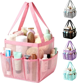 Beach & Gym, Travel, Portable Quick Dry Toiletry Bag for Dorm, Foldable Mesh Shower Caddy with 9 Pockets Beach & Gym, Travel, Portable Quick Dry Toiletry Bag for Dorm, Foldable Mesh Shower Caddy with 9 Pockets