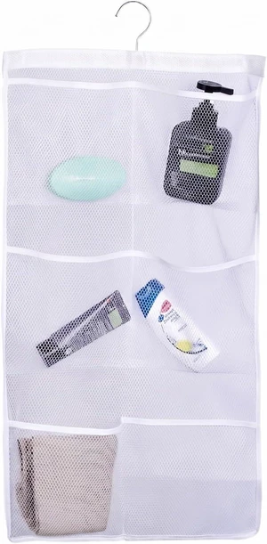 Quick-Dry Bath Organizer and Space-Saving Bathroom Accessory, Hanging Mesh Shower Caddy with 6 Storage Pockets Quick-Dry Bath Organizer and Space-Saving Bathroom Accessory, Hanging Mesh Shower Caddy with 6 Storage Pockets