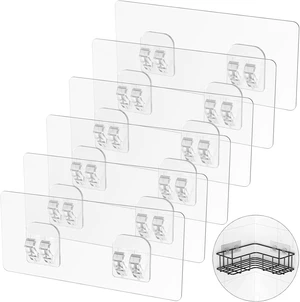 Bathroom Shelf Mounting Strips & Heavy Duty Hooks for Hanging Wire Baskets, Adhesive Corner Shower Caddy Replacement Kit Bathroom Shelf Mounting Strips & Heavy Duty Hooks for Hanging Wire Baskets, Adhesive Corner Shower Caddy Replacement Kit