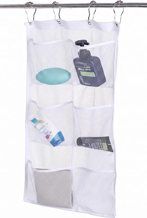Space-Saving Quick-Dry Bathroom Organizer, 6-Pocket Hanging Mesh Shower Caddy Space-Saving Quick-Dry Bathroom Organizer, 6-Pocket Hanging Mesh Shower Caddy