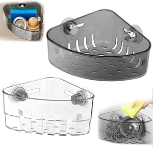 Corner Drain Organizer for Kitchen Sponges and Scrubbers, Suction Cup Triangle Sink Strainer Basket Corner Drain Organizer for Kitchen Sponges and Scrubbers, Suction Cup Triangle Sink Strainer Basket