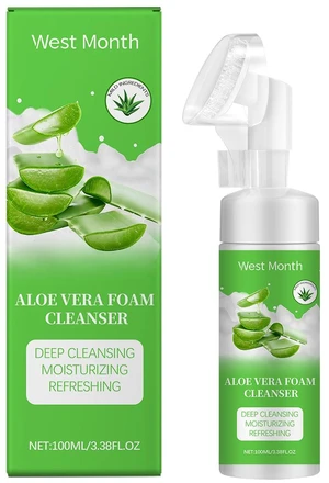 West Month Aloe Vera Foaming Face Wash Hydrating Non-Drying Gentle Deep Pore Cleanser Refreshing Skin Care West Month Aloe Vera Foaming Face Wash Hydrating Non-Drying Gentle Deep Pore Cleanser Refreshing Skin Care