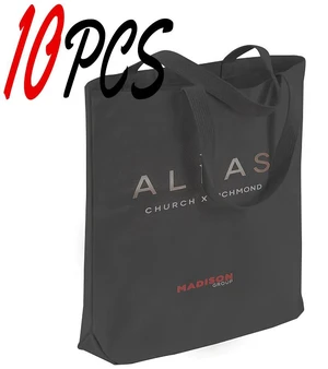 10PCS Cotton bag, canvas bag, shopping bag, silk screen handprint Black 10PCS Cotton bag, canvas bag, shopping bag, silk screen handprint Black