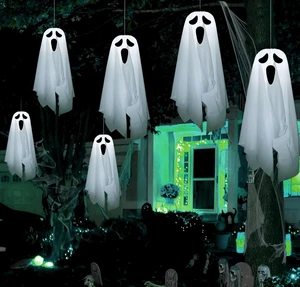 6ct Glowing Ghost Halloween Decorations Outdoor, 10" LED Lighted Hanging Ghosts, Waterproof Spooky Tree Decor with Batteries for Home Patio Yard Lawn Party 6ct Glowing Ghost Halloween Decorations Outdoor, 10" LED Lighted Hanging Ghosts, Waterproof Spooky Tree Decor with Batteries for Home Patio Yard Lawn Party