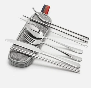 Portable Utensils Travel Camping Cutlery Set 8 PCS Knife Fork Spoon with Case Portable Utensils Travel Camping Cutlery Set 8 PCS Knife Fork Spoon with Case