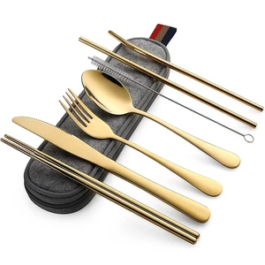 Portable Utensils Travel Camping Cutlery Set 8 PCS Knife Fork Spoon with Case Portable Utensils Travel Camping Cutlery Set 8 PCS Knife Fork Spoon with Case
