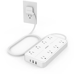 Power Strip Surge Protector, 6FT Flat Plug Extension Cord | 8 Outlets 3 USB Charger(1 USB C), 1080 Joules Protection, Wall Mountable Charging Station for Home Office Dorm, White Power Strip Surge Protector, 6FT Flat Plug Extension Cord | 8 Outlets 3 USB Charger(1 USB C), 1080 Joules Protection, Wall Mountable Charging Station for Home Office Dorm, White