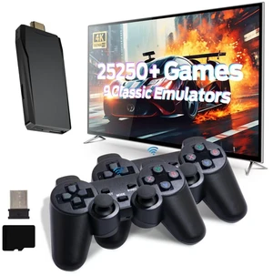 Wireless Retro Game Console, Retro Gaming Console with Built-in 9 Emulators, 25250+Games, 4K HDMI Output, Dual 2.4GHz Wireless Controller, Plug and Play Video Game Console (Deep Black) Wireless Retro Game Console, Retro Gaming Console with Built-in 9 Emulators, 25250+Games, 4K HDMI Output, Dual 2.4GHz Wireless Controller, Plug and Play Video Game Console (Deep Black)