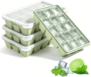 4 Pack Silicone Ice Cube Trays, Easy Release Ice Trays for Freezer with Lid | Reusable and Stackable Ice Trays for Freezer for Cocktail, Whiskey, Baby Food, BPA Free (green) 4 Pack Silicone Ice Cube Trays, Easy Release Ice Trays for Freezer with Lid | Reusable and Stackable Ice Trays for Freezer for Cocktail, Whiskey, Baby Food, BPA Free (green)