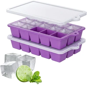 Silicone Ice Cube Tray 2 Pack, Ice Cube Mold, Ice Trays for Freezer with Lid for Whiskey, Cocktail, Drinks and Food, Freezer, BPA Free, Easy Release Silicone Ice Cube Tray 2 Pack, Ice Cube Mold, Ice Trays for Freezer with Lid for Whiskey, Cocktail, Drinks and Food, Freezer, BPA Free, Easy Release