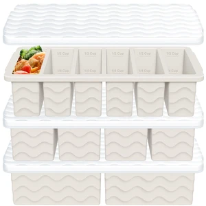 3-Pack Silicone Freezer Trays with Lid, Soup Freezer Container Molds | 2 Large 2-Cup, 4 Medium 1-Cup, 6 Small 1/2-Cup, BPA Free, Ice Cube Tray for Soup, Stews, Sauces, Meal Prep, Broth, Leftovers 3-Pack Silicone Freezer Trays with Lid, Soup Freezer Container Molds | 2 Large 2-Cup, 4 Medium 1-Cup, 6 Small 1/2-Cup, BPA Free, Ice Cube Tray for Soup, Stews, Sauces, Meal Prep, Broth, Leftovers
