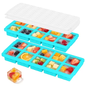 Ice Cube Trays for Freezer with Lids, 2-Tbsp 10-Cube Square Ice Trays, Dishwasher Safe, Covered Ice Molds for Iced Coffee & Cocktails, Freeze 30mL/15mL Portions -2 Pack Ice Cube Trays for Freezer with Lids, 2-Tbsp 10-Cube Square Ice Trays, Dishwasher Safe, Covered Ice Molds for Iced Coffee & Cocktails, Freeze 30mL/15mL Portions -2 Pack