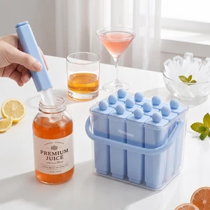 12 Individual Lidded Silicone Ice Cube Trays, Skinny Reusable | Water Bottle Ice Cube Tray, slow-melt ice, Easy Release, whiskey coffee & fruit pops, stackable for easy storage Blue 12 Individual Lidded Silicone Ice Cube Trays, Skinny Reusable | Water Bottle Ice Cube Tray, slow-melt ice, Easy Release, whiskey coffee & fruit pops, stackable for easy storage Blue