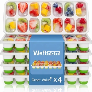 Ice Cube Trays with Lids for Freezer, 4 Pack Silicone Set, 56 Cubes | Easy-release reusable ice molds, sturdy PP frame, BPA-free; stackable & dishwasher safe for whiskey, cocktails & baby food Ice Cube Trays with Lids for Freezer, 4 Pack Silicone Set, 56 Cubes | Easy-release reusable ice molds, sturdy PP frame, BPA-free; stackable & dishwasher safe for whiskey, cocktails & baby food