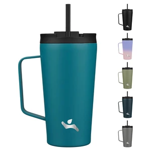 18 oz Insulated Tumbler with Handle & Straw, Stainless Steel Mug | Blue; BPA-free, leak-proof reusable bottle for coffee, iced drinks, office, travel, outdoor use & daily hydration 18 oz Insulated Tumbler with Handle & Straw, Stainless Steel Mug | Blue; BPA-free, leak-proof reusable bottle for coffee, iced drinks, office, travel, outdoor use & daily hydration