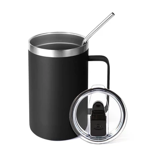 16oz Insulated Coffee Mug with Lid and Straw, Stainless Steel Travel Mugs with Handle, Double Wall Vacuum Leak Proof Coffee Tumbler Cup (Black,1) 16oz Insulated Coffee Mug with Lid and Straw, Stainless Steel Travel Mugs with Handle, Double Wall Vacuum Leak Proof Coffee Tumbler Cup (Black,1)