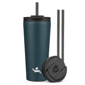 22 oz Insulated Tumbler Water Bottle with Straw Lid, Navy Blue | Stainless steel insulated tumbler for coffee, water and iced drinks; spill-proof lid, 2 straws, cup-holder friendly 22 oz Insulated Tumbler Water Bottle with Straw Lid, Navy Blue | Stainless steel insulated tumbler for coffee, water and iced drinks; spill-proof lid, 2 straws, cup-holder friendly
