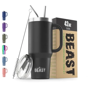 Beast 42 oz Tumbler with Handle Stainless Steel Vacuum Insulated Coffee Ice Cup Double Wall Travel Flask (Matte Black) Beast 42 oz Tumbler with Handle Stainless Steel Vacuum Insulated Coffee Ice Cup Double Wall Travel Flask (Matte Black)