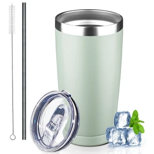 20 oz Tumbler with Lids and Straws, Stainless Steel Insulated Coffee Tumbler, Double Wall Vacuum Insulated Travel Mug Cup, Leakproof Thermal Coffee Cup for Hot and Cold Drinks (green tea) 20 oz Tumbler with Lids and Straws, Stainless Steel Insulated Coffee Tumbler, Double Wall Vacuum Insulated Travel Mug Cup, Leakproof Thermal Coffee Cup for Hot and Cold Drinks (green tea)