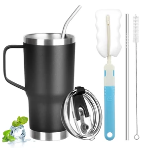 20 oz Tumbler with Handle, Stainless Steel Insulated Tumbler with Lid and Straw, Double Wall Vacuum Coffee Mug Tumbler, Insulated Coffee Thermal Cup for Cold and Hot (Black) 20 oz Tumbler with Handle, Stainless Steel Insulated Tumbler with Lid and Straw, Double Wall Vacuum Coffee Mug Tumbler, Insulated Coffee Thermal Cup for Cold and Hot (Black)