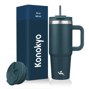 30 oz Insulated Tumbler Water Bottle with Handle, Straw Lid | BPA-free and dishwasher safe; made for gym, travel, coffee and gifting, 2 straws, cup holder friendly,Navy blue 30 oz Insulated Tumbler Water Bottle with Handle, Straw Lid | BPA-free and dishwasher safe; made for gym, travel, coffee and gifting, 2 straws, cup holder friendly,Navy blue