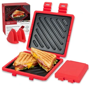 Microwave Sandwich Maker with Non-Stick Plates and Adjustable Strap, Red | Removable microwave toaster for crispy grilled cheese in minutes; compact for travel, office, dorm and home use Microwave Sandwich Maker with Non-Stick Plates and Adjustable Strap, Red | Removable microwave toaster for crispy grilled cheese in minutes; compact for travel, office, dorm and home use