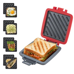 Microwave Sandwich Maker, Snack Maker & Panini Press, Removable Non-Stick Plates, Silicone Microwavable Cookware, Heatwave Technology for House Cooking & Baking, Red Microwave Sandwich Maker, Snack Maker & Panini Press, Removable Non-Stick Plates, Silicone Microwavable Cookware, Heatwave Technology for House Cooking & Baking, Red