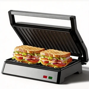 Panini Press Grill, Standard 2-Slice Sandwich Maker with Non-Stick Plates, 1200W Sandwich Press Electric Indoor Grill, Opens 180° for Any Size of Food, Stainless Steel Surface and Removable Drip Tray Panini Press Grill, Standard 2-Slice Sandwich Maker with Non-Stick Plates, 1200W Sandwich Press Electric Indoor Grill, Opens 180° for Any Size of Food, Stainless Steel Surface and Removable Drip Tray