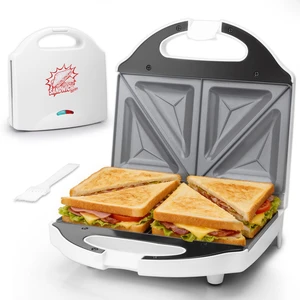 Ceramic Breakfast Sandwich Maker Press 2 Slices, Mini Sandwich Press, Grilled Cheese Maker, Tostadora De Pan Sandwichera, Sandwichera Electrica, Sandwich Toaster, Ceramic Coating, White Ceramic Breakfast Sandwich Maker Press 2 Slices, Mini Sandwich Press, Grilled Cheese Maker, Tostadora De Pan Sandwichera, Sandwichera Electrica, Sandwich Toaster, Ceramic Coating, White