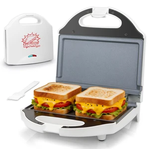 Ceramic Mini Panini Press, Breakfast Sandwich Maker Press, Sandwich Press, 2-Slice Grilled Cheese Maker, Sandwichera Electrica, Panini Maker, Sandwich Toaster, PFAS-Free Ceramic Coating, White Ceramic Mini Panini Press, Breakfast Sandwich Maker Press, Sandwich Press, 2-Slice Grilled Cheese Maker, Sandwichera Electrica, Panini Maker, Sandwich Toaster, PFAS-Free Ceramic Coating, White
